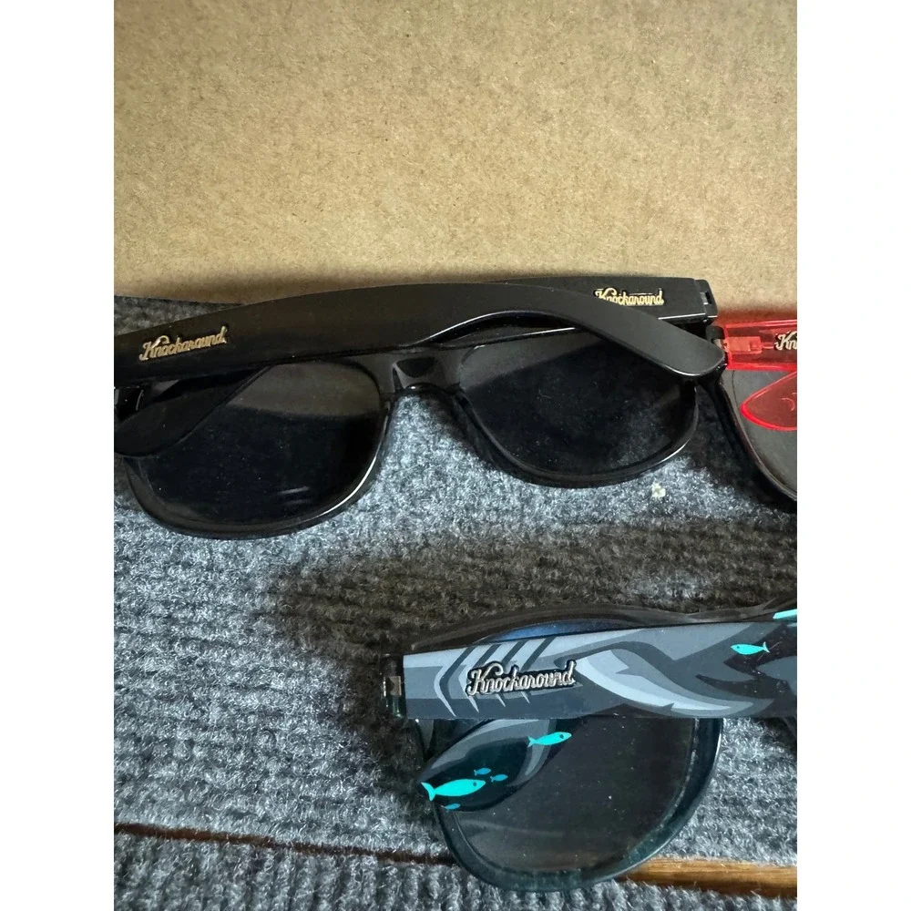 Knockaround Sunglasses Lot of 3 Fort Knocks Discovery Shark Week Black Red Blue